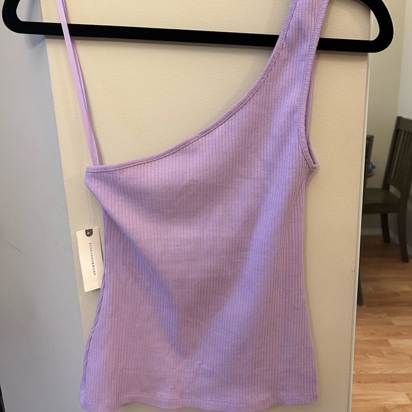Anthropologie purple one shoulder top - Picture 2 of 4